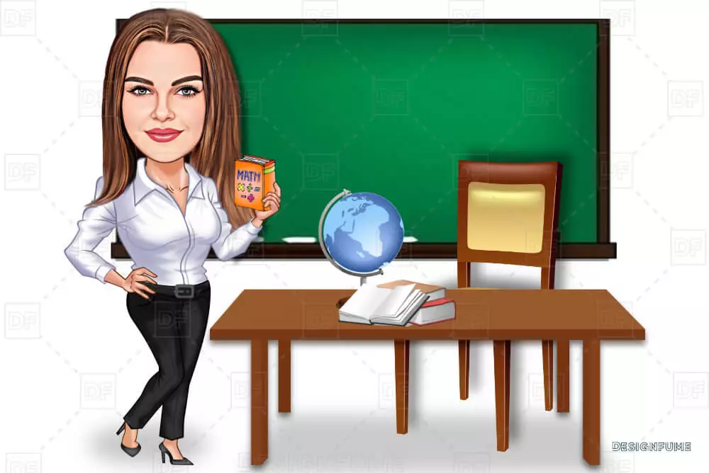 Female teacher caricature
